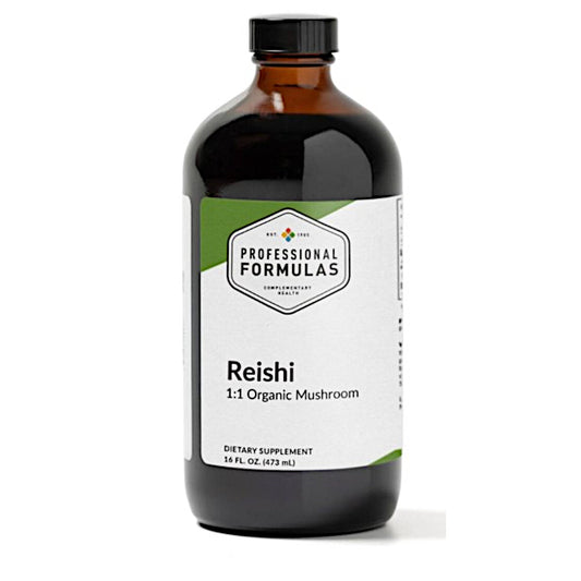 Bottle of Professional Formulas Reishi dietary supplement on a white background