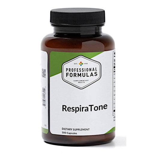 Supplement bottle labeled 'RespiraTone' by Professional Formulas on a white background