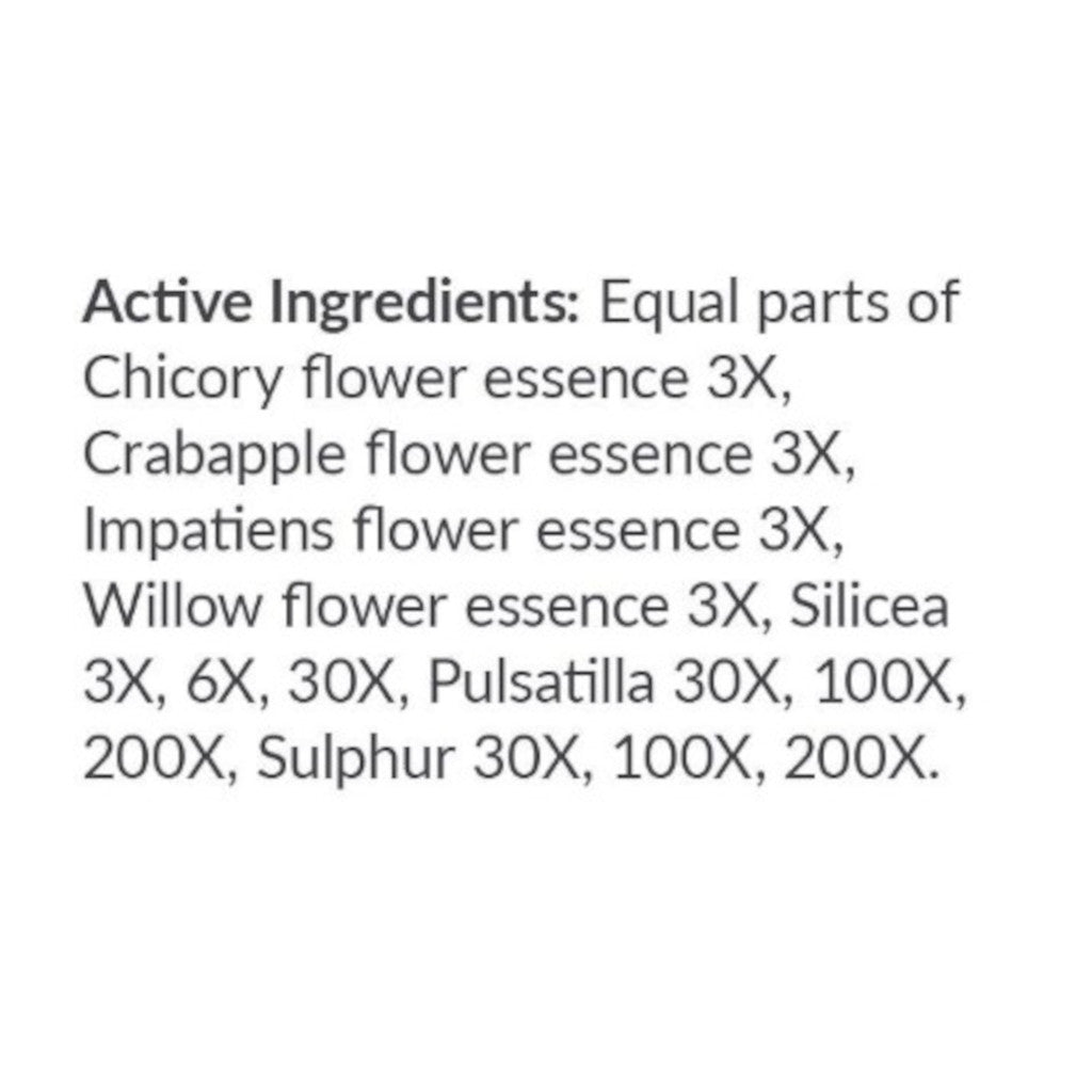 List of active ingredients in a product on a white background