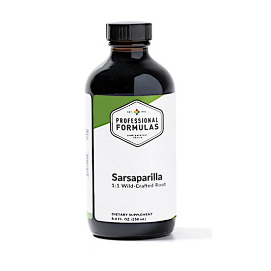 Bottle of Professional Formulas Sarsaparilla dietary supplement on a white background