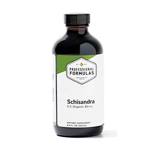 Supplement bottle labeled 'Schisandra' by 'Professional Formulas' on a white background