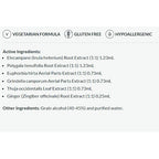List of active ingredients and product details on a white background