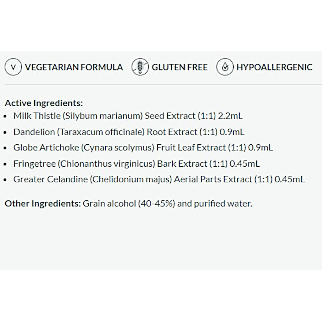 List of active ingredients and product details on a white background