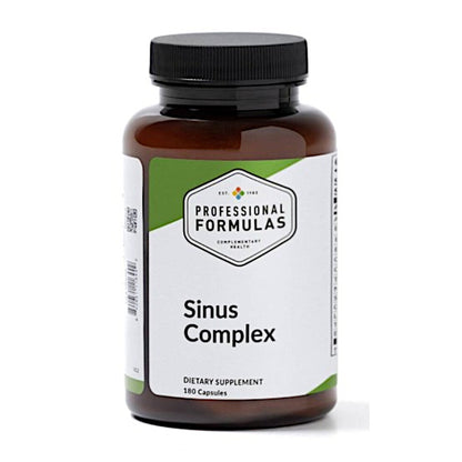 Supplement bottle labeled 'Sinus Complex' by 'Professional Formulas' on a white background