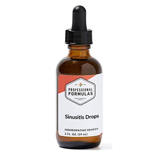 Bottle of Sinusitis Drops with a dropper on a white background