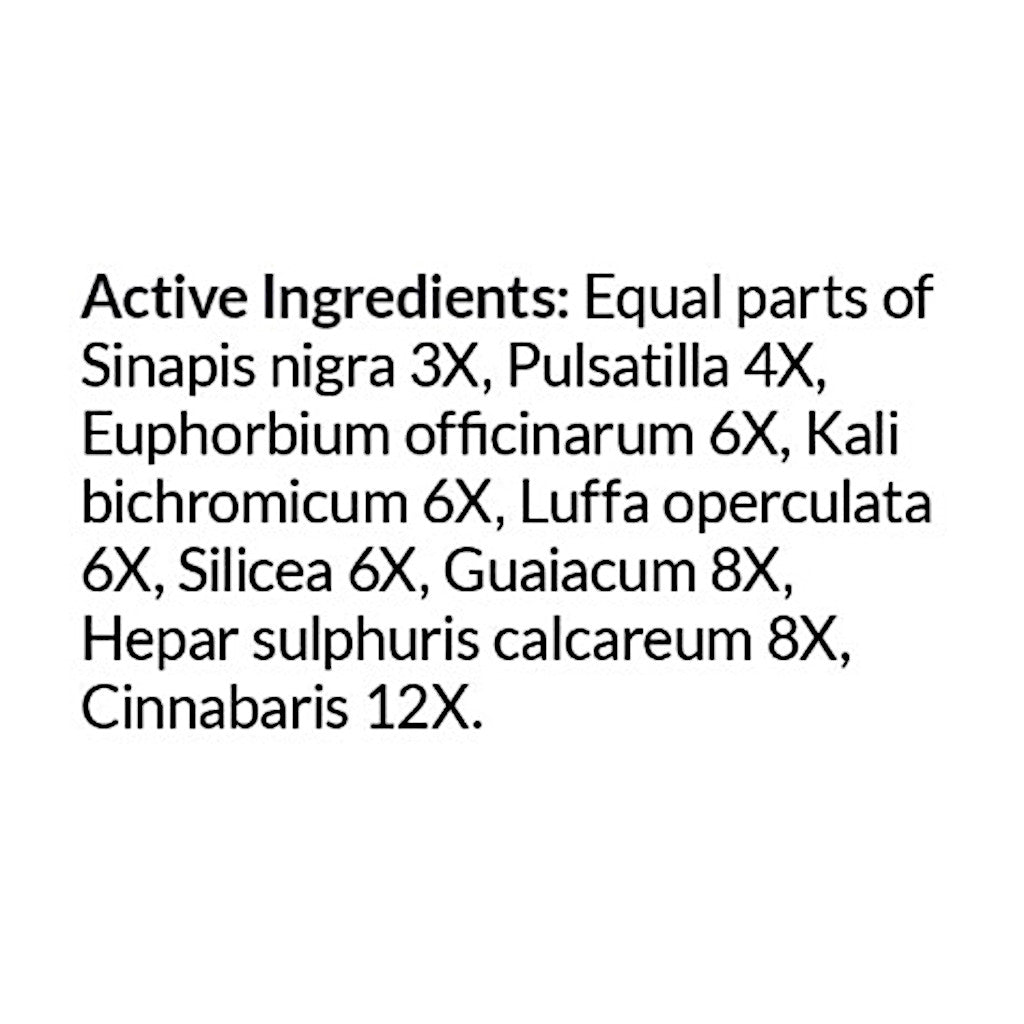 List of active ingredients on a white background