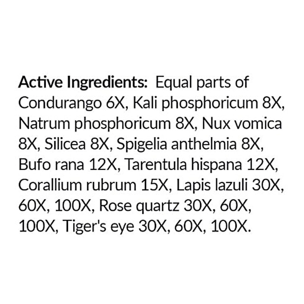 List of active ingredients with their respective potencies on a white background