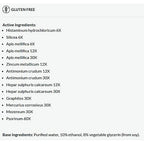 List of active ingredients for a gluten-free product on a white background