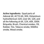 List of active ingredients on a white background