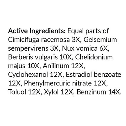 List of active ingredients on a white background