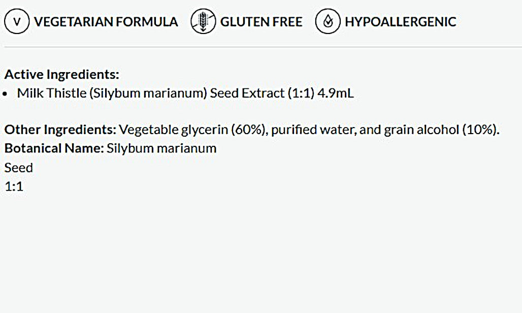 Product label with active and other ingredients on a white background