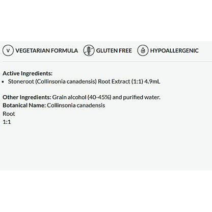 Product label with vegetarian, gluten-free, and hypoallergenic icons, followed by active and other ingredients listed.