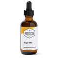 Brown glass bottle with dropper labeled 'Professional Formulas Sugar Mix' on a white background