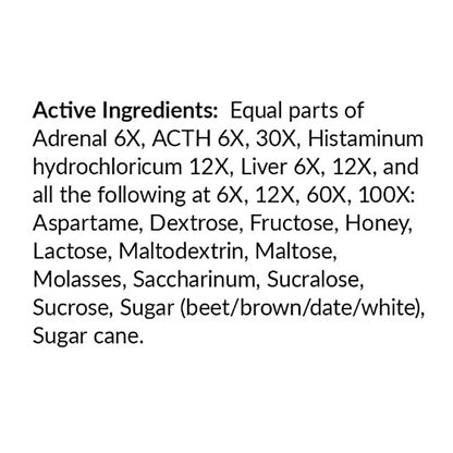 List of active ingredients on a white background