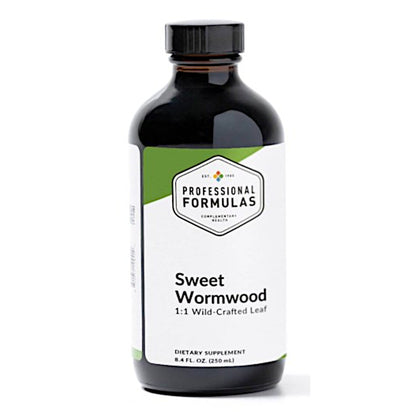 Bottle of Sweet Wormwood dietary supplement with a white label on a white background