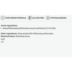 Product label with vegetarian, gluten-free, and hypoallergenic indicators on a white background.