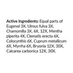 List of active ingredients on a white background