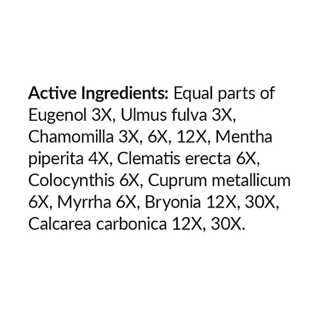 List of active ingredients on a white background
