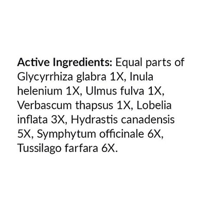 List of active ingredients on a white background
