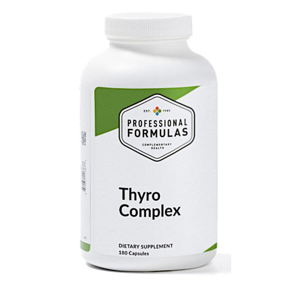 Supplement bottle labeled 'Thyro Complex' by Professional Formulas on a white background