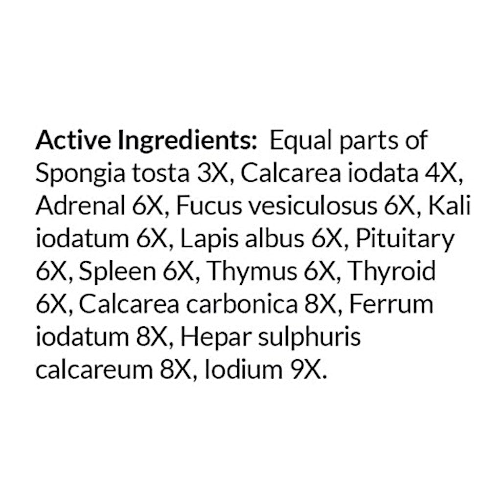 List of active ingredients on a white background