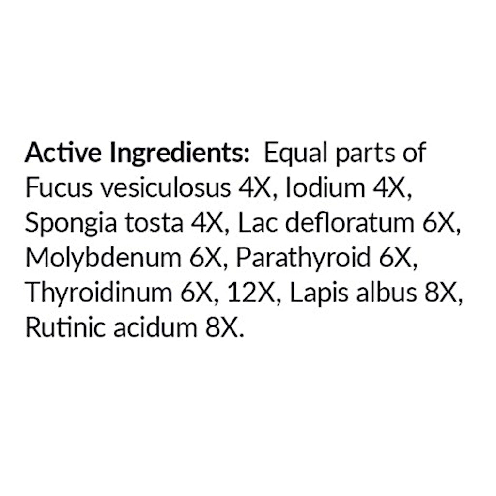List of active ingredients on a white background