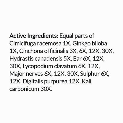 List of active ingredients on a white background