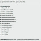 List of active ingredients for a product on a white background