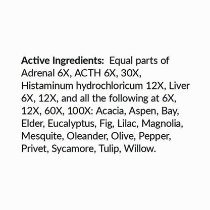 List of active ingredients on a white background