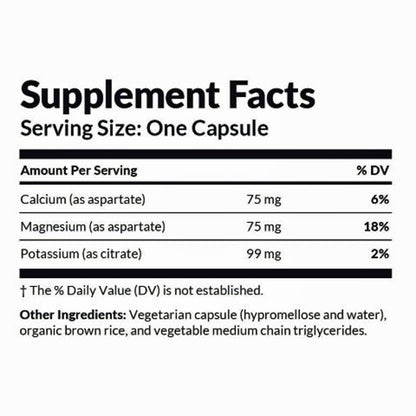 Supplement facts label with nutritional information on a white background