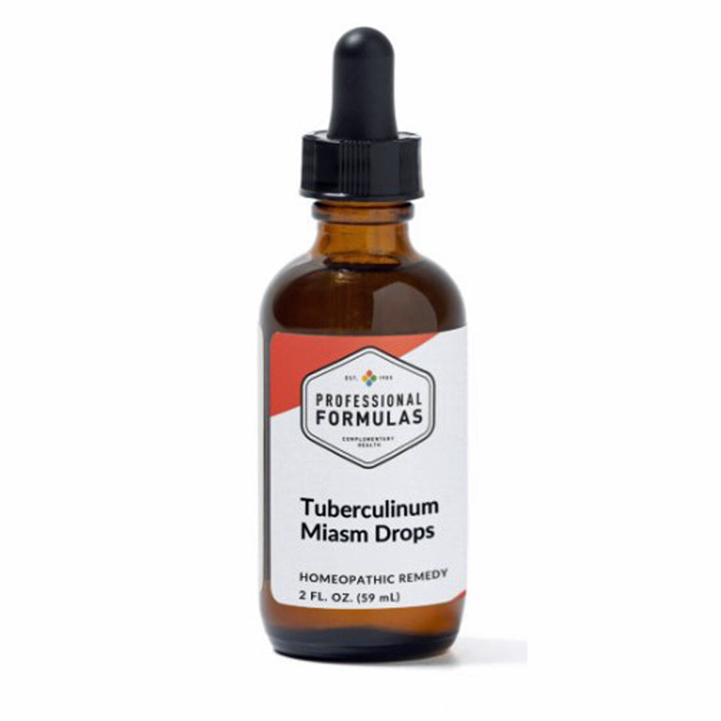 Bottle of Tuberculinum Miasm Drops with a dropper on a white background