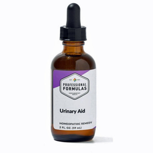 Bottle of 'Urinary Aid' homeopathic remedy with a dropper on a white background