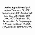 List of active ingredients on a white background