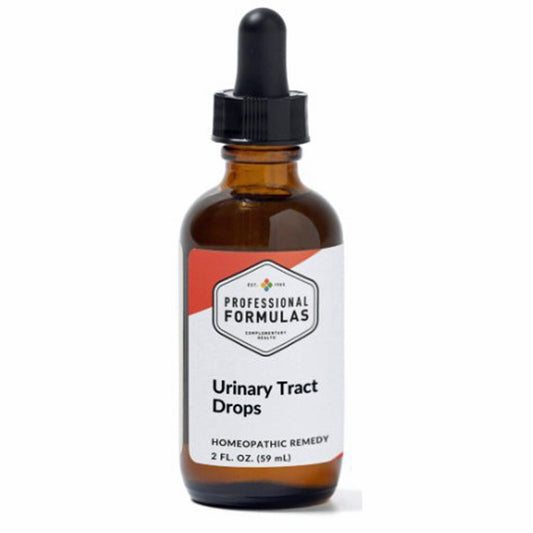 Bottle of Urinary Tract Drops with a dropper on a white background