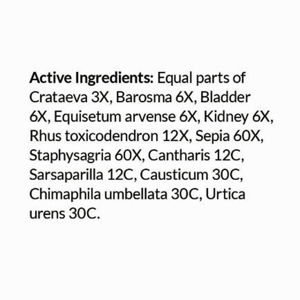 List of active ingredients on a white background
