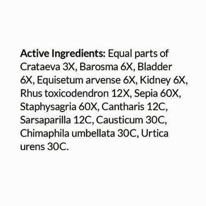 List of active ingredients on a white background