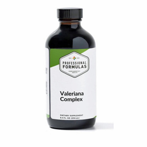 Supplement bottle labeled 'Valeriana Complex' by Professional Formulas on a white background