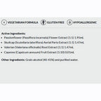 List of active ingredients and product details on a white background