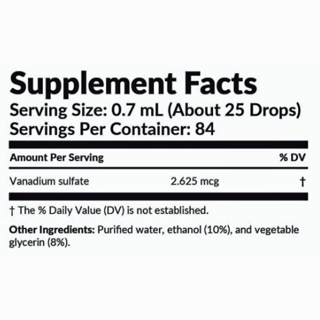 Supplement facts label with serving size and ingredient details on a white background