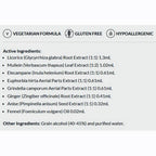 List of active ingredients and product details on a white background