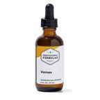 Brown glass bottle with dropper labeled 'Professional Formulas Vermex' on a white background