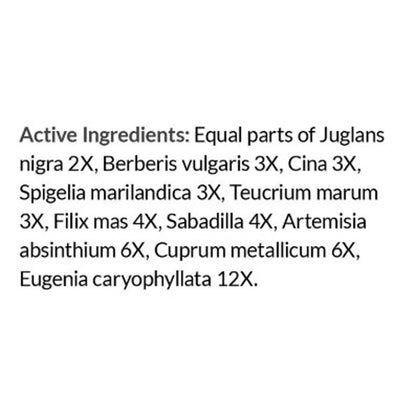 List of active ingredients with their multiples on a white background