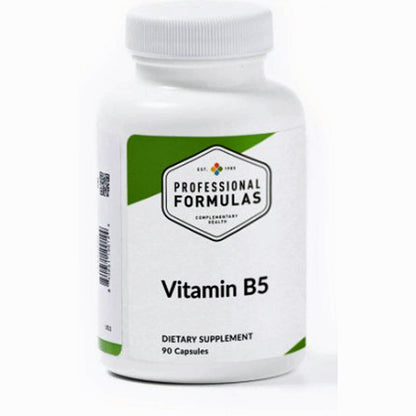 Supplement bottle labeled 'Professional Formulas Vitamin B5' on a white background