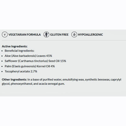 Ingredients list for a product on a white background