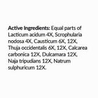 List of active ingredients on a white background