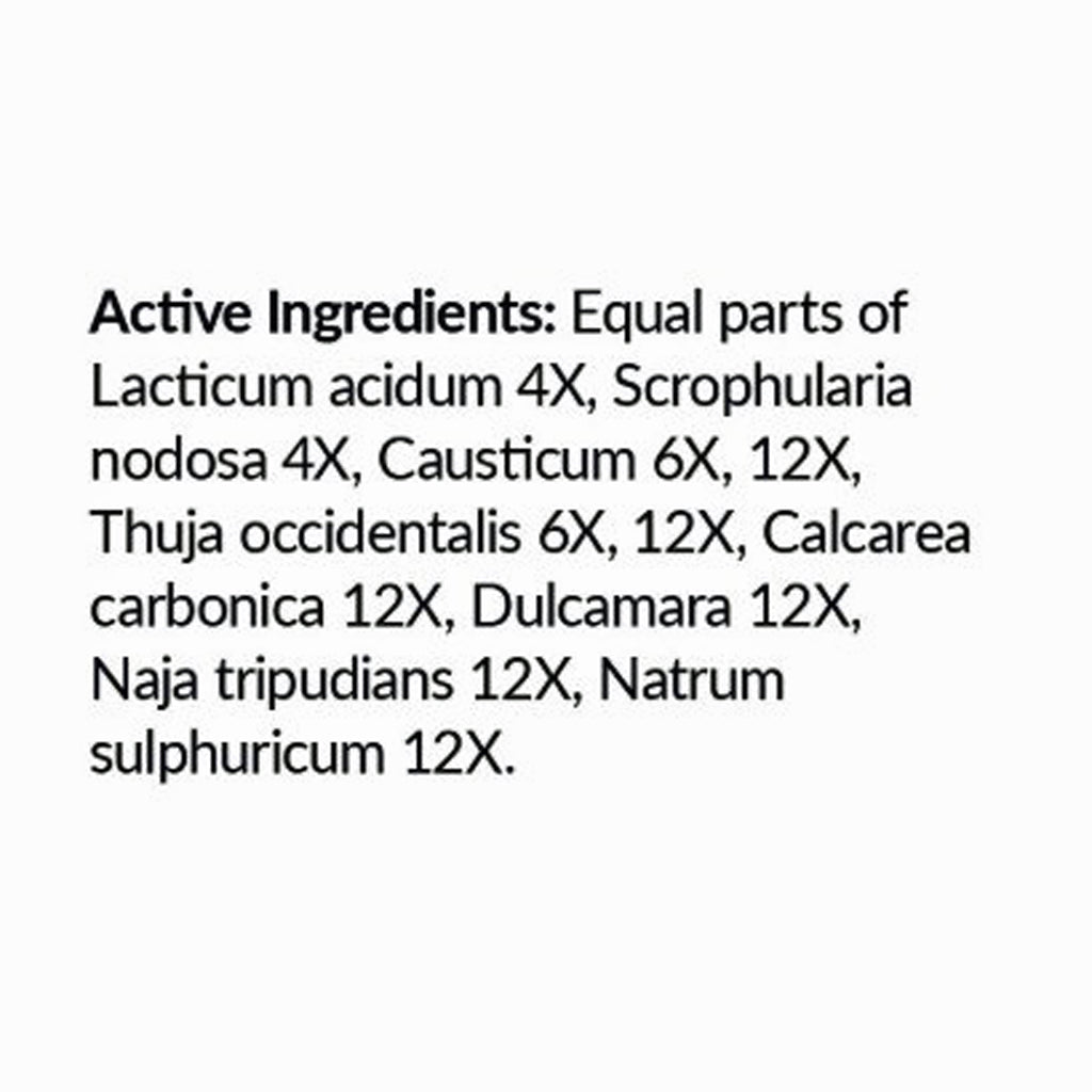 List of active ingredients on a white background