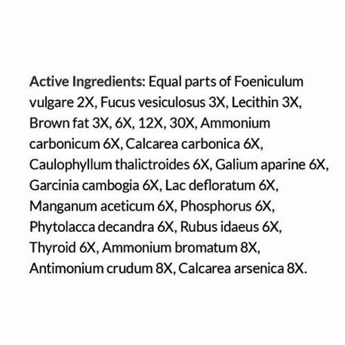 List of active ingredients on a white background