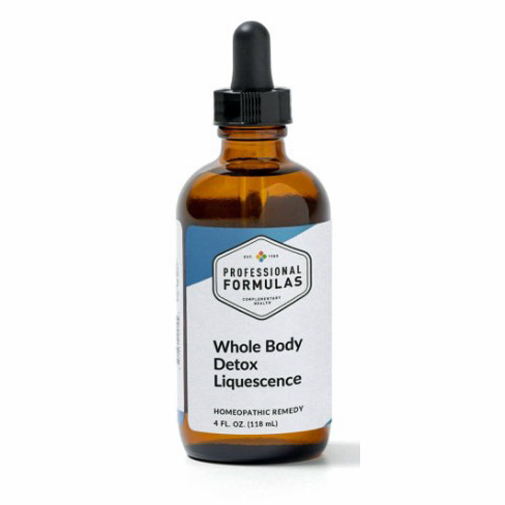 Bottle of 'Whole Body Detox Liquescence' with a dropper on a white background