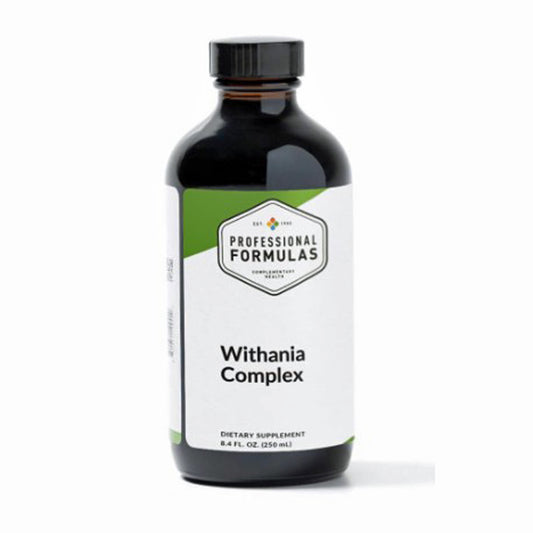 Supplement bottle labeled 'Withania Complex' by Professional Formulas on a white background