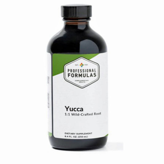 Bottle of Professional Formulas Yucca supplement on a white background
